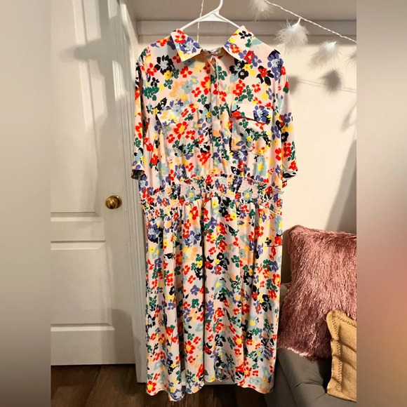 final price HALOGEN x Atlantic-Pacific Floral Smocked Dress - Picture 1 of 8